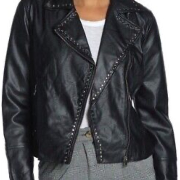 COWBOY CARTER READY! Faux Leather Studded Women Moto Jacket x-small NWT - Picture 3 of 3